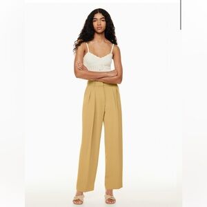 Aritzia Wilfred Anyway Pant Wide Leg High Rise Pant Sandy Beige Sz 6